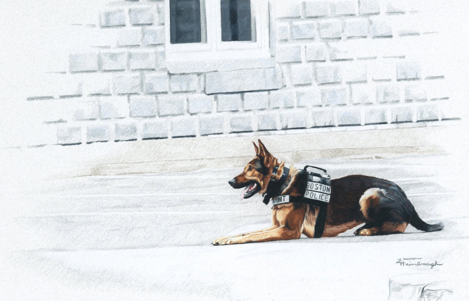 Print of Boston Police K9 Drawing Etsy