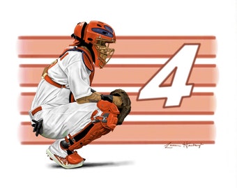 Greeting Card of Yadier Molina (St. Louis Cardinals Catcher) Drawing