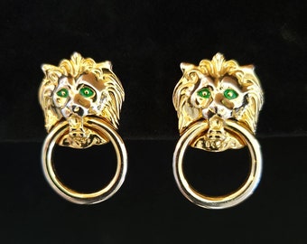 Boucles D'oreilles Clip Vintage Leopard Heurtoir (door Knocker) - Années 80/90, Occasion