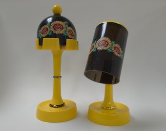 Brosse à dents de salle de bains vintage et porte-gobelets, décoration londonware tournesol jaune