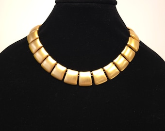 Vintage chapado en oro Anne Klein cuadrado gargantilla geométrica babero collar corto collar declaración minimalista