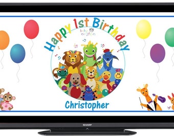 Personalized Baby Einstein Digital Birthday Party Sign Banner Image for Flat Panel Big Screen TV - FREE SHIPPING