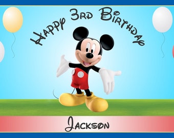 Personalized Disney Mickey Mouse Birthday Party Big Vinyl Banner Sign Decoration