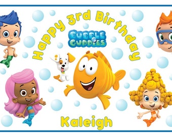 Personalized Nick Jr Bubble Guppies Birthday Party Big Vinyl Banner Sign Decoration