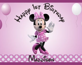 Personalized Disney Minnie Mouse Birthday Party Big Vinyl Banner Sign Decoration