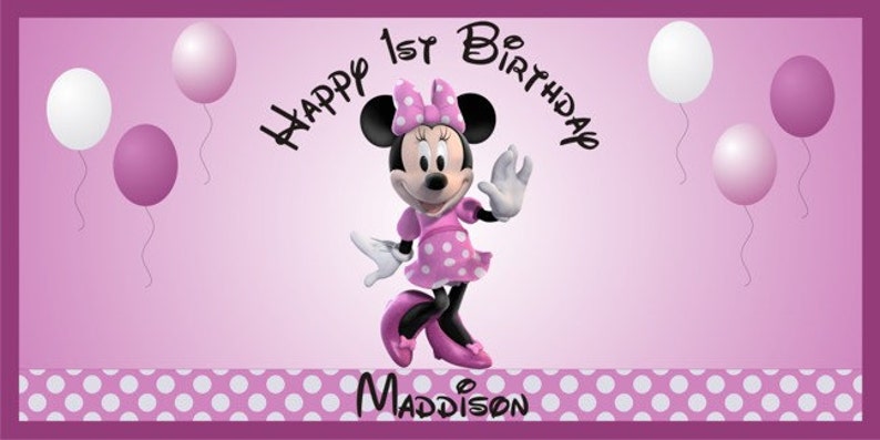 minnie mouse vinyl birthday party banner sign