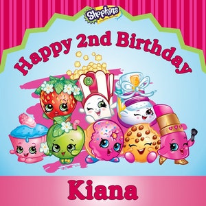 Personalized Shopkins Theme Birthday Party Big Vinyl Banner Sign Poster Decoration