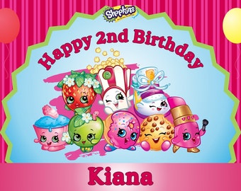 Personalized Shopkins Theme Birthday Party Big Vinyl Banner Sign Poster Decoration