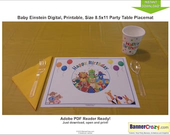 Baby Einstein födelsedagsfest bordsunderlägg bordsmatta DIREKT NEDLADDNING PDF födelsedagsfestidéer utskrivbara Baby Einstein dekorationer