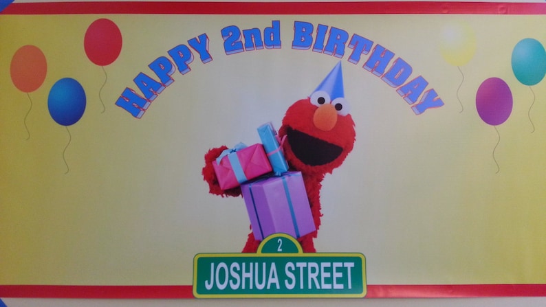Personalized PBS Kids Sesame Street Elmo Birthday Party Big Vinyl Banner Sign Decoration