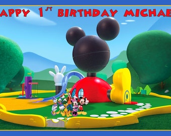 Personalized Disney Mickey Mouse Clubhouse Birthday Party Big Vinyl Banner Sign Decoration