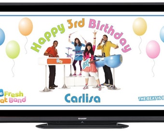 Personalized The Fresh Beat Band Digital Birthday Party Sign Banner Image for Flat Panel Big Screen TV - FREE SHIPPING