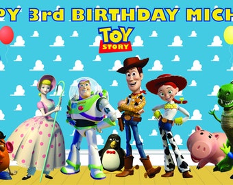 Personalized Disney Pixar Toy Story Woody and Buzz Theme Birthday Party Big Vinyl Banner Sign Decoration