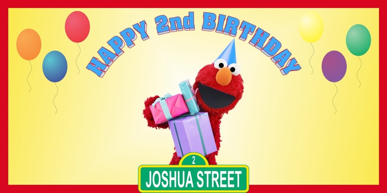 Personalized PBS Kids Sesame Street Elmo Birthday Party Big Vinyl Banner Sign Decoration