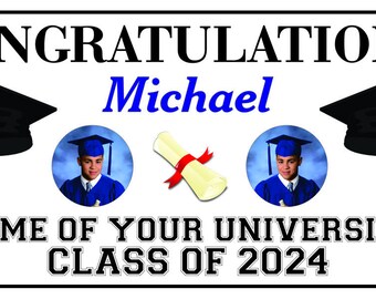 Personalized with Photos Class of 2024 College Graduation Party Big Vinyl Banner Sign Decoration