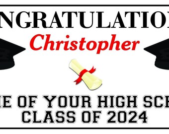 Personalized Class of 2024 High School Graduation Party Big Vinyl Banner Sign Decoration