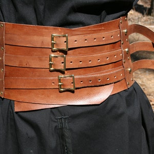 Wide 7 Leather Belt With Three Buckles LARP Steampunk Gladiator - Etsy