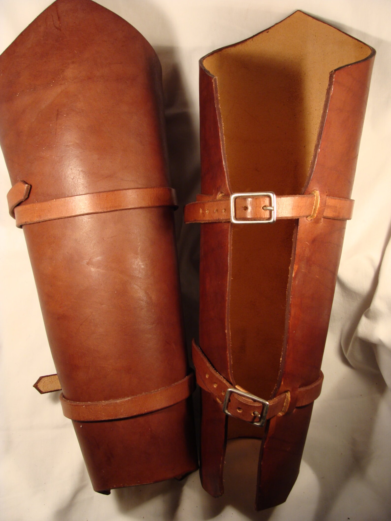 Pair of Leather Leg Guards Greaves LARP Steampunk Armor Etsy