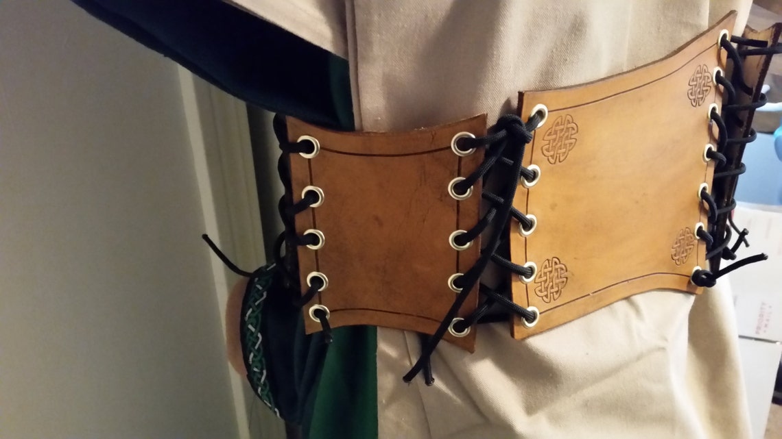 Leather Waist Cincher Wide Belt Tooled image Etsy