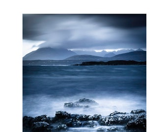 Black Cuillins, Isle of Skye: Large blue mountain wall art,  giclee print, Oversized wall art print, Square art