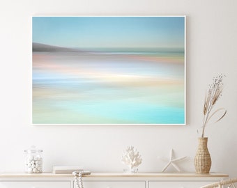 Extra grote turquoise muurkunst, Teal home decor, moderne abstracte kunst, grote handgemaakte originele kunstwerken, moderne kust canvas prints, Harris