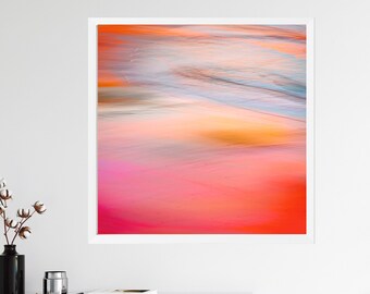 Large Pink Abstract Fine Art Print, Pink and Grey Wall Art, White Home Decor,  Square Prints, Oversized Artwork
