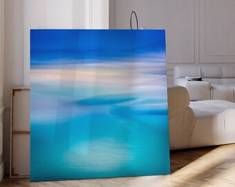 Bright blue abstract art print: Statement living room wall art, Extra large contemporary abstract artwork, modern eclectic living room decor