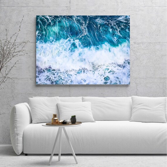 Teal Wall Art Framed Teal Large Seascape Canvas Large Etsy