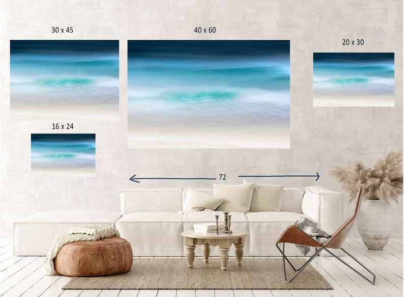 Teal wall art Extra large wall art Abstract Seascape Large Etsy