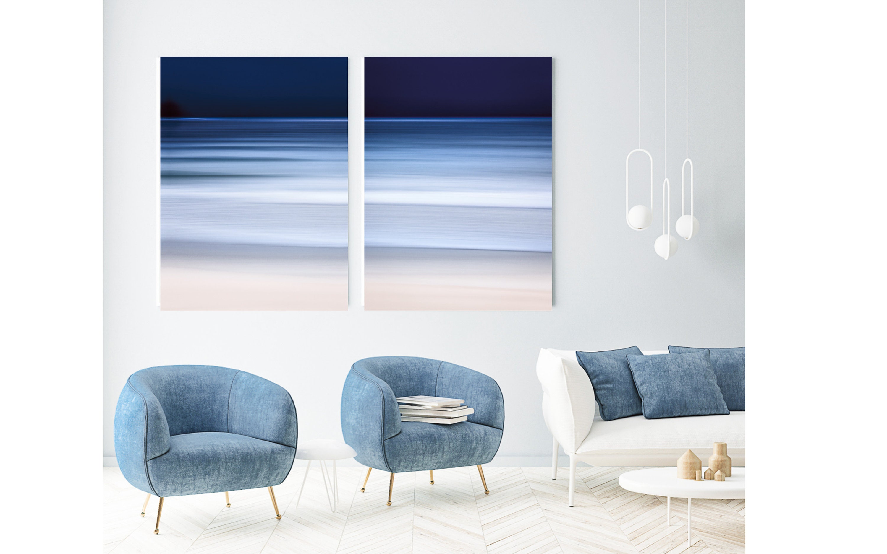 Navy Wall Art Housewarming Gift 2 Piece Wall Art Abstract Art Navy and