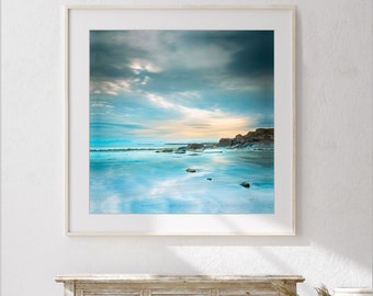 Extra large blue statement art, Oversized canvas art that is vibrant and colourful, Country living room decor, Coastal prints, Isle of Skye