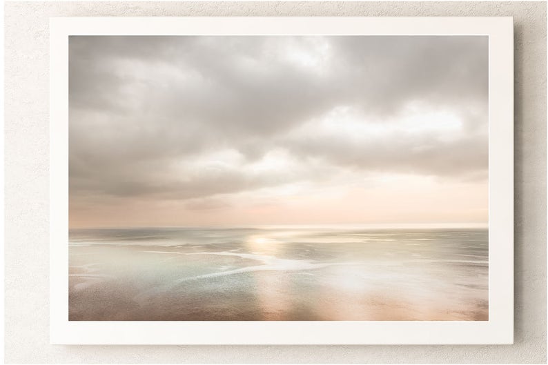 Rose Gold Decor Large Wall Art Canvas Seascape Livingroom Minimalist