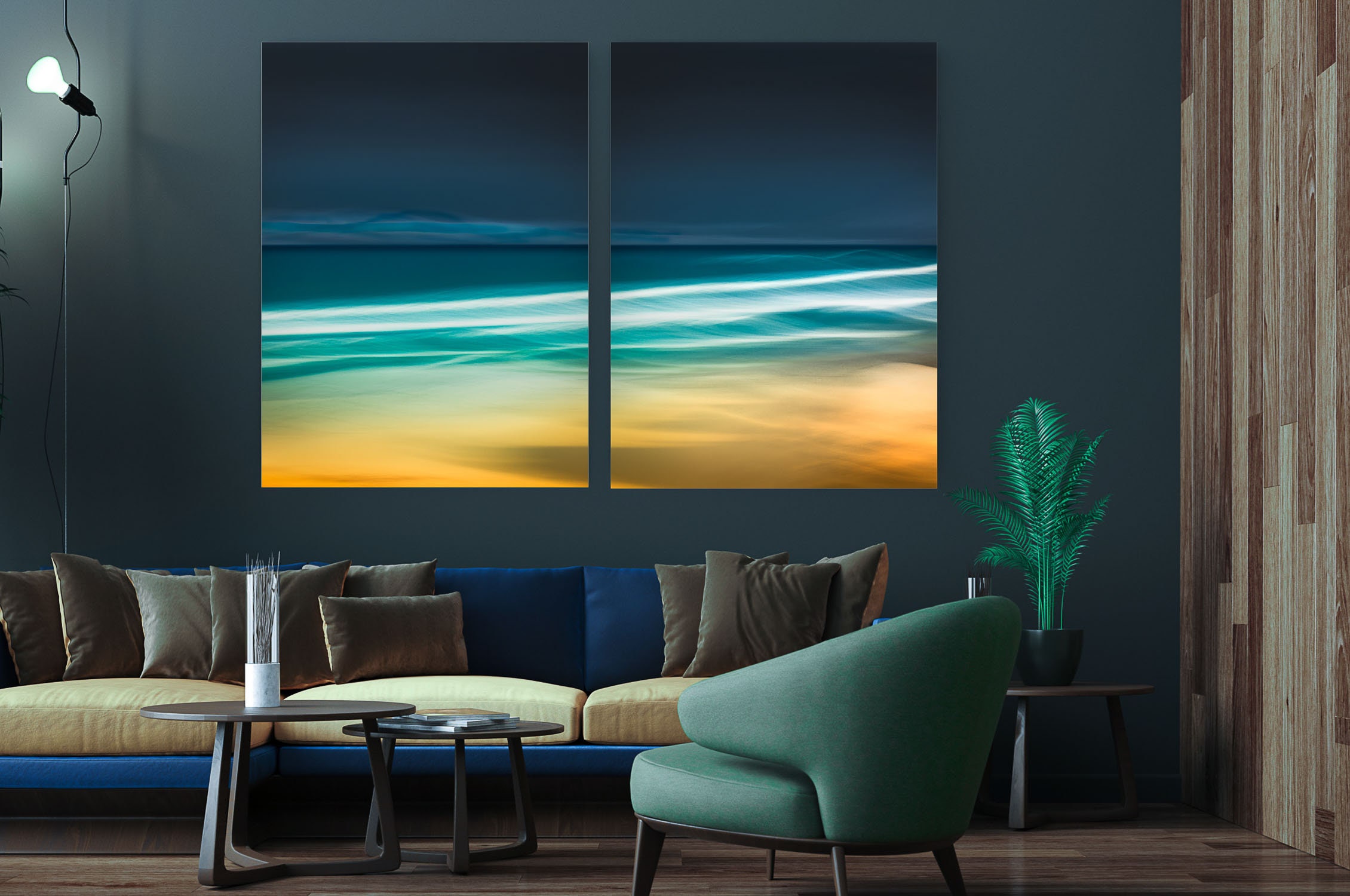 Teal and Navy Wall Art Ochre Canvas Art for Charcoal Walls Etsy