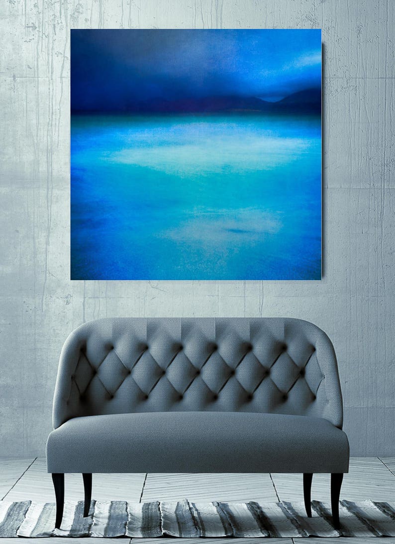 Moody Blue teal blue extra large wall art large abstract Etsy