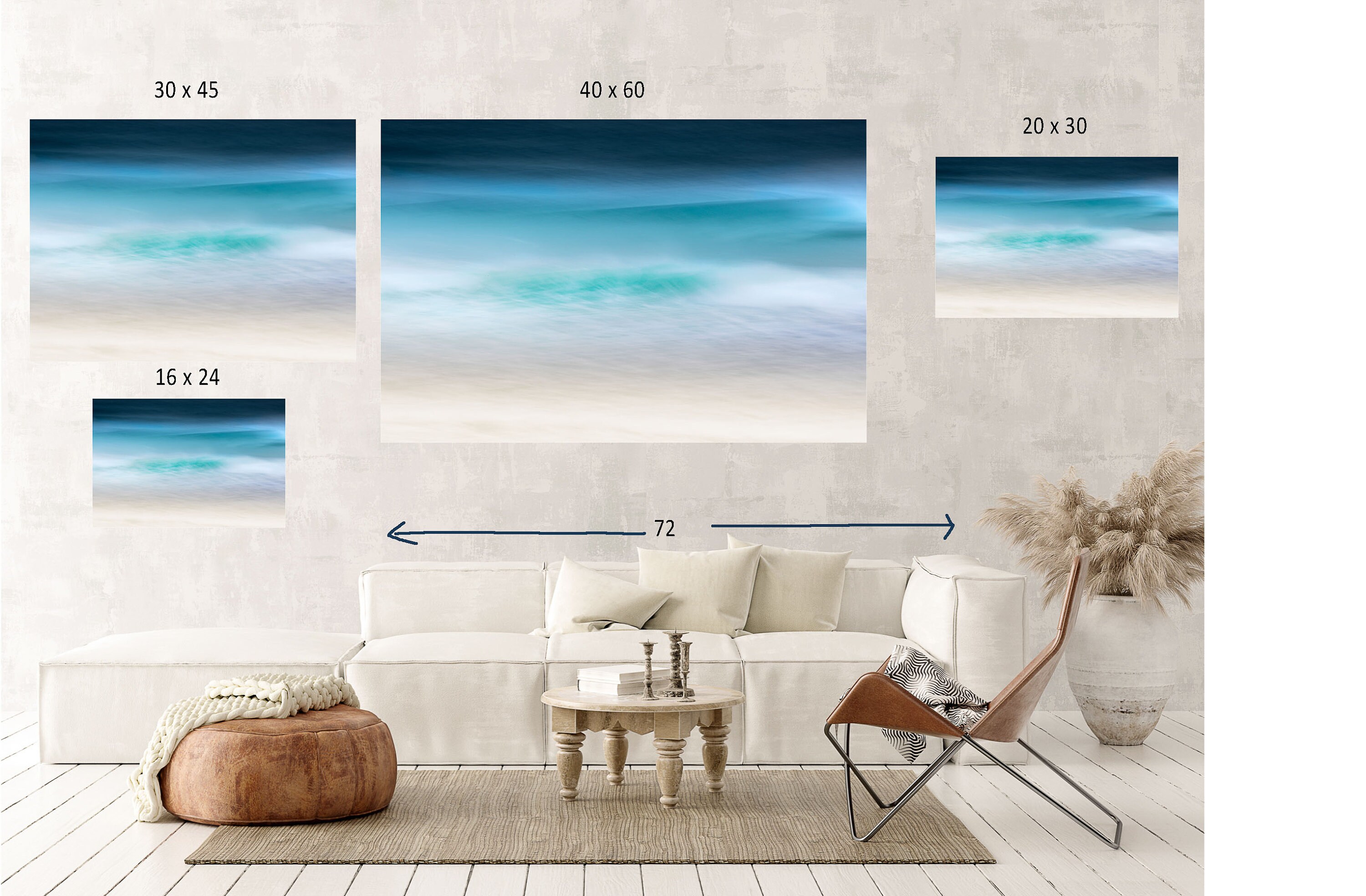 Teal wall art Summer art Teal beach canvas ocean art Etsy