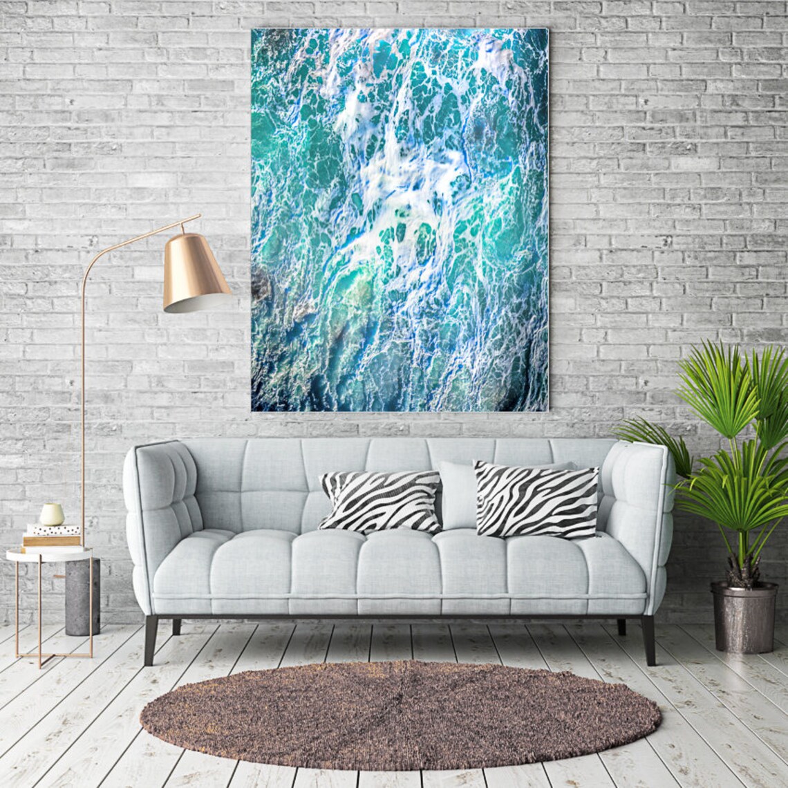 Teal wall art Teal abstract seascape extra large wall art Etsy