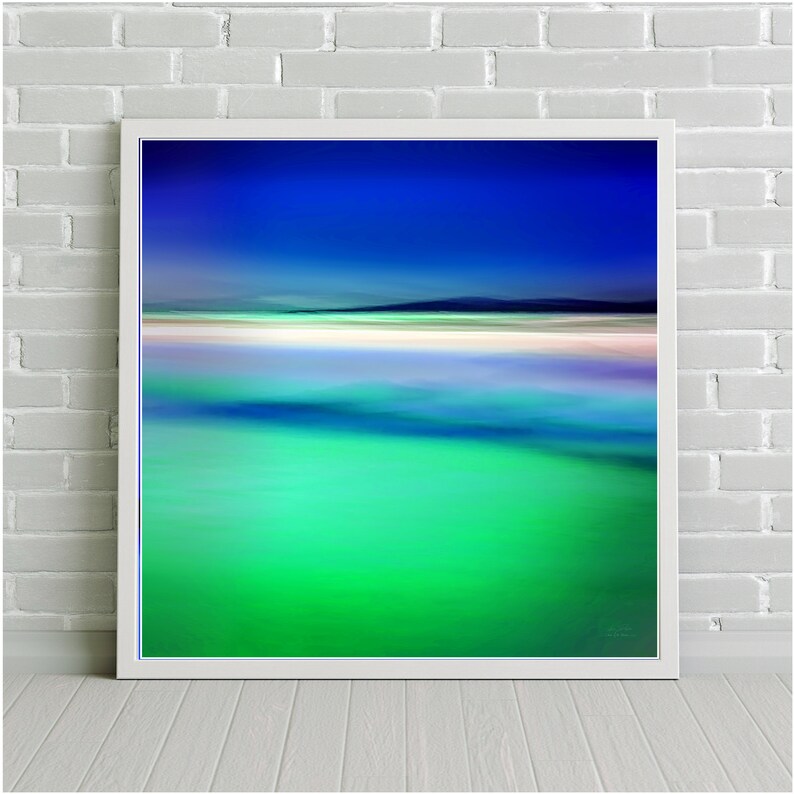Isle of Harris Teal Abstract Art Navy Blue Wall Art Square Etsy UK