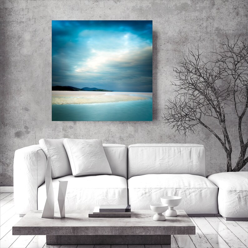 Teal wall art Beach canvas large Seascape canvas art Etsy
