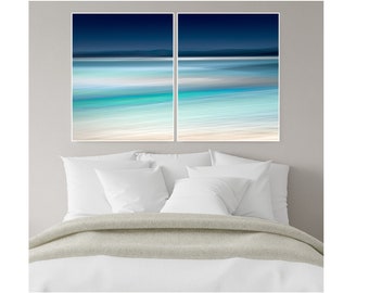 Teal Abstract, Set of 2, Blue Abstract Canvas, Large Canvas, extra large wall art,  seascape, minimalist, Extra large wall art, large canvas