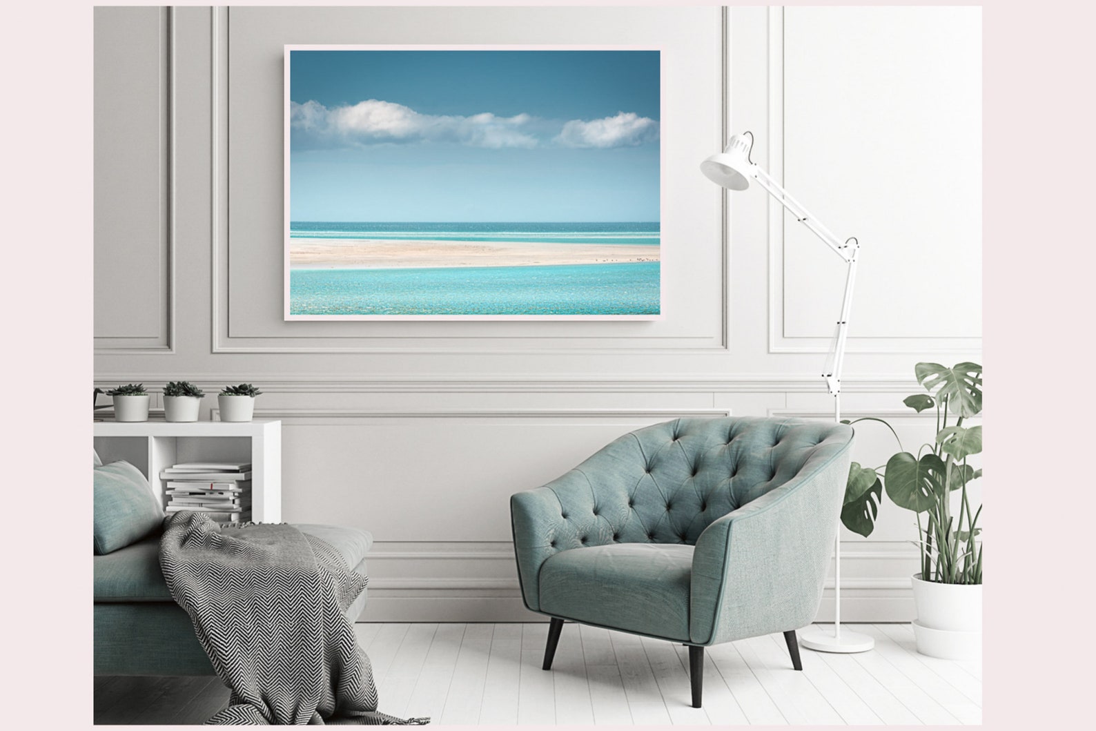 Teal wall art Summer art Teal beach canvas ocean art Etsy