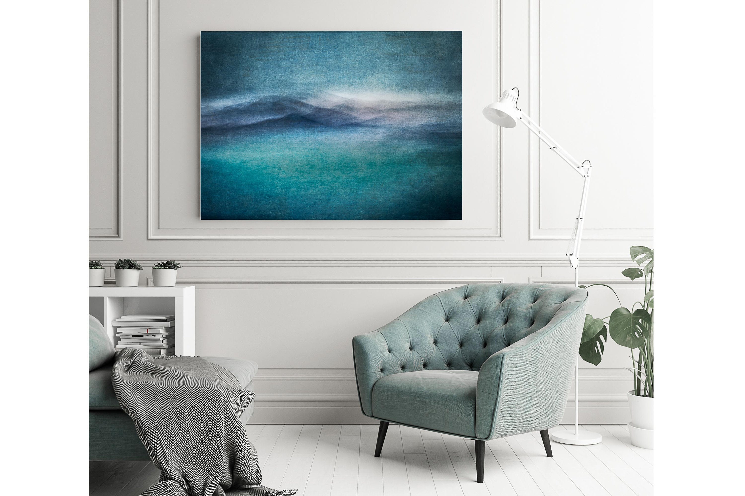 Teal wall art Teal art canvas extra large wall art ocean Etsy