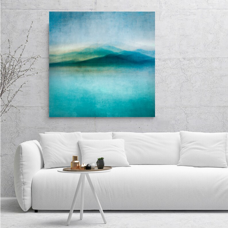 Large Abstract Canvas Teal Island Seascape