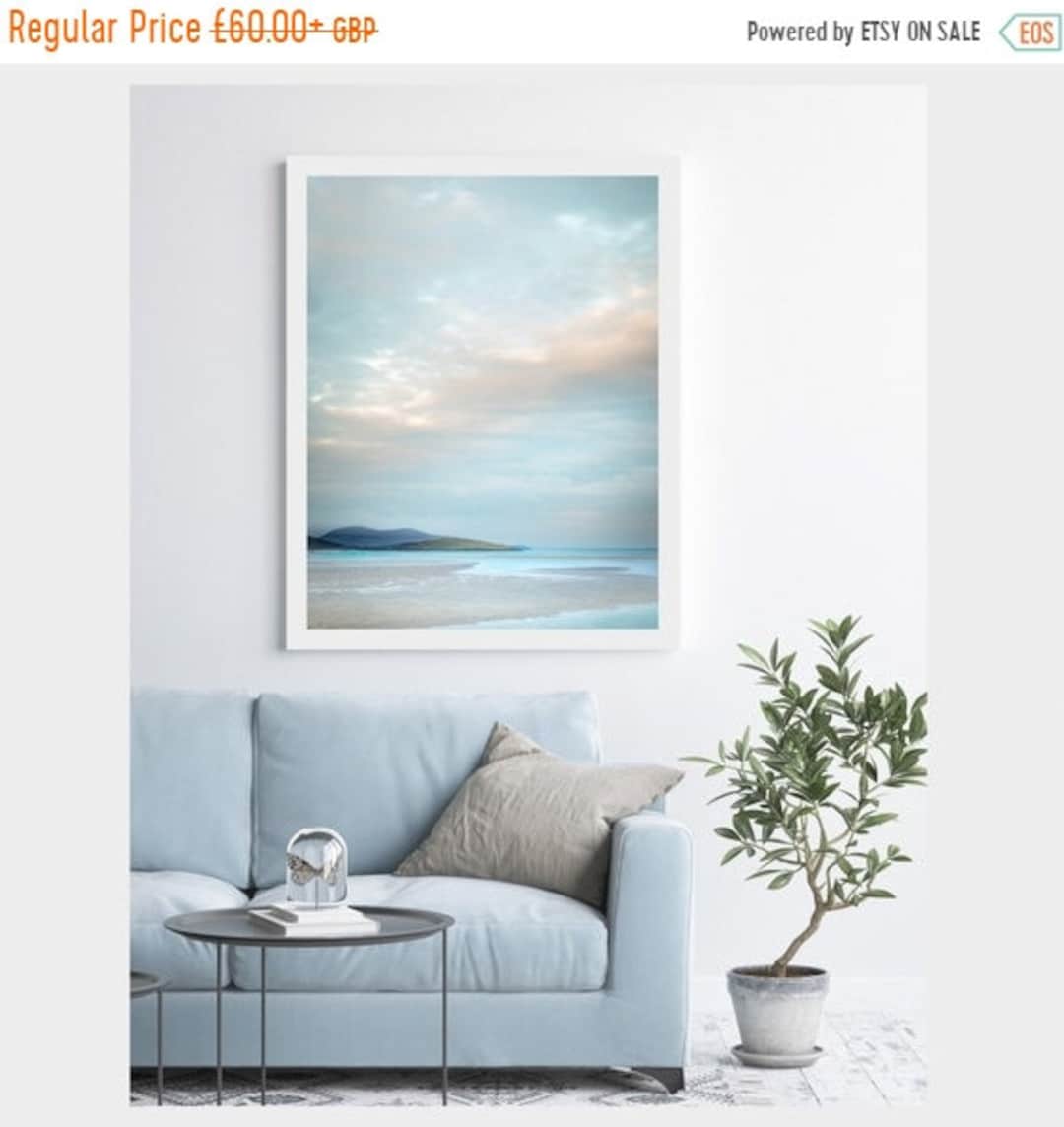 Light Blue Wall Art Print Minimalist Living Room Decor Etsy UK