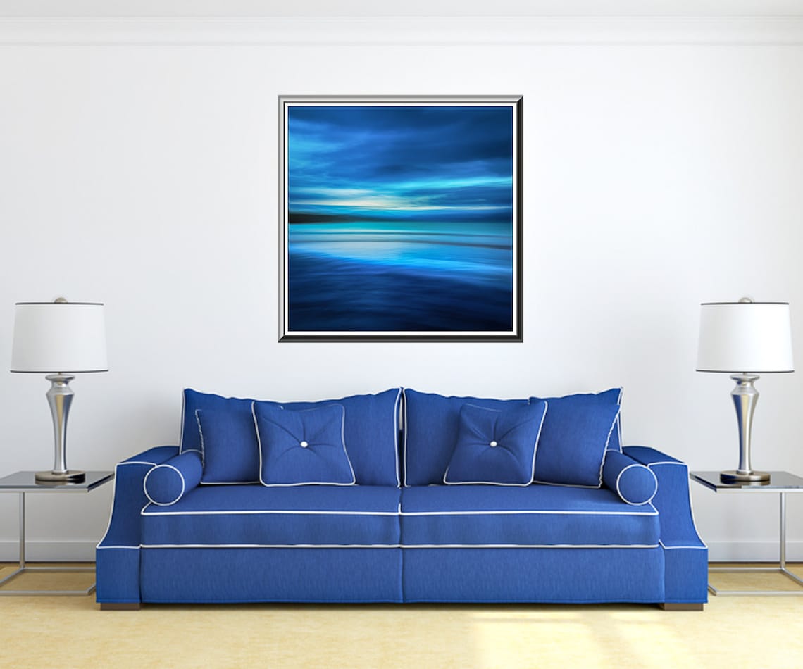 Extra Large Blue Abstract Wall Art Coastal Art Print Etsy Canada