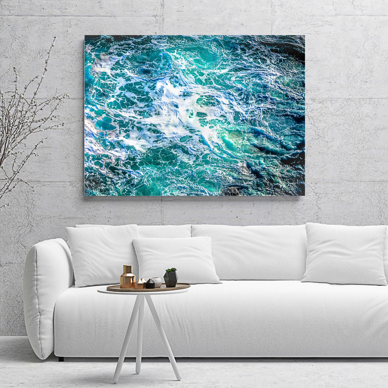 Teal wall art Teal abstract seascape extra large wall art Etsy