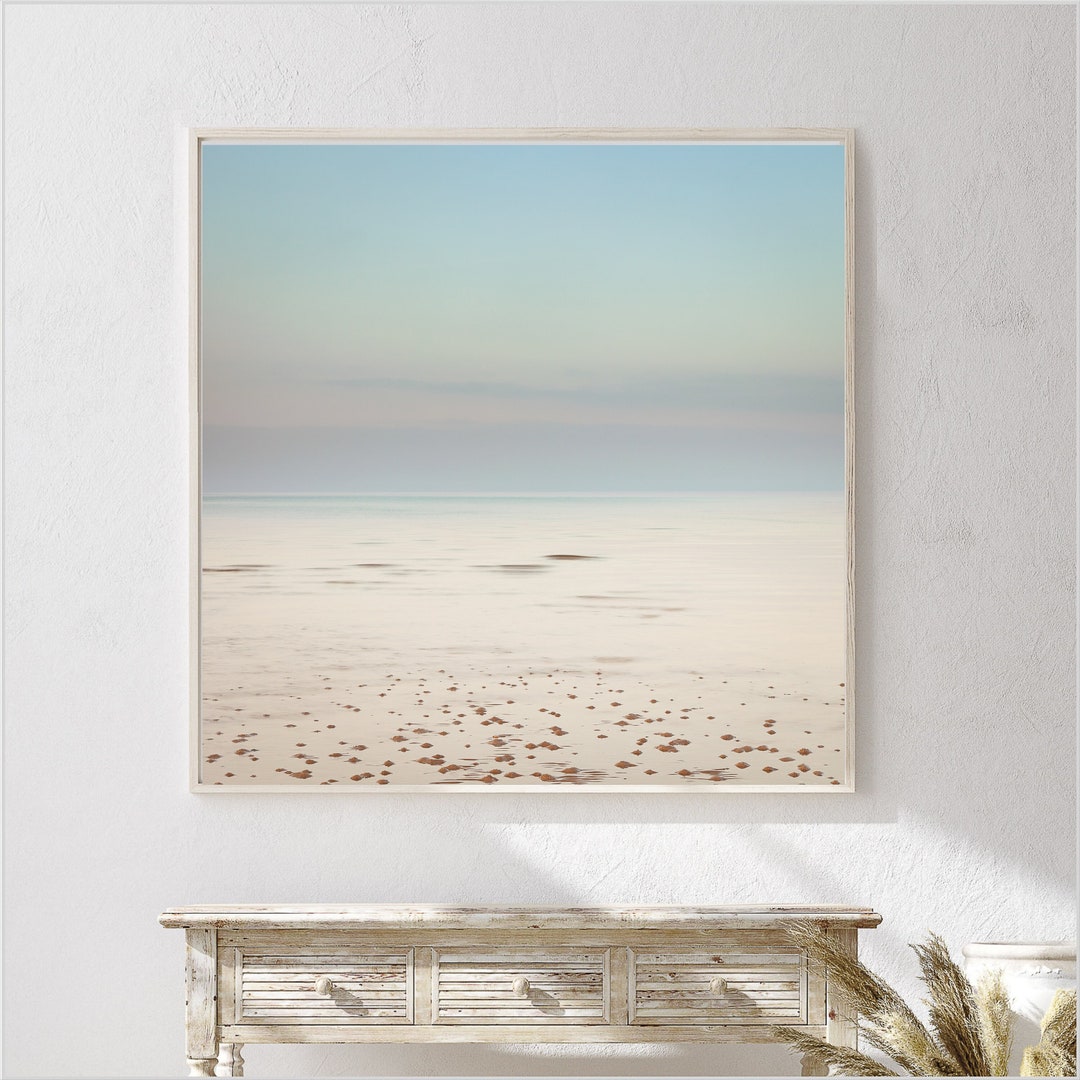 Colorful Large Minimalist Wall Art Print: Light Blue and Beige Minimal ...