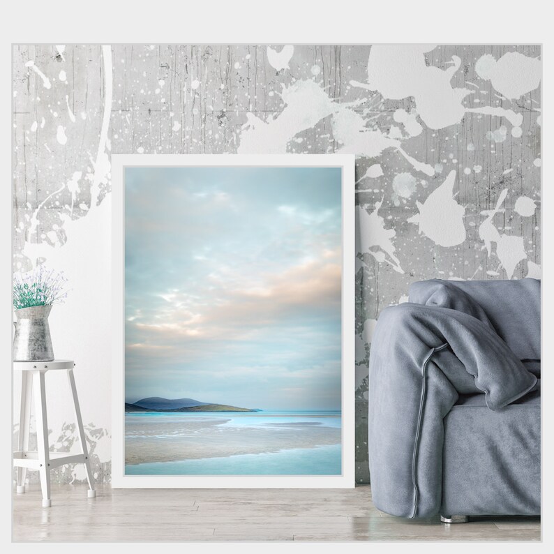 Light Blue Wall Art Print Minimalist Living Room Decor Etsy UK