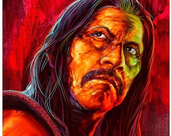 DANNY TREJO MACHETE Art Print – Bold Horror Colors – Grindhouse Latinx Cult Cinema by Scott Jackson