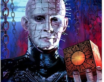 Lámina artística de CABEZA DE ALFILER Y CAJA DE ROMPECABEZAS – Hellraiser Icon – de Scott Jackson – 3 tamaños