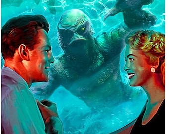 Lámina artística de Gill-Man: homenaje a la película de terror de 1955 de Scott Jackson